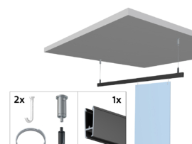 ARTITEQ All-In-One XPO Rail Zwart Verlaagd met Plafondhanger en Twister Hook