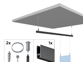 ARTITEQ All-In-One XPO Rail Zwart Verlaagd met Plafondhanger en Staaldraadhaak