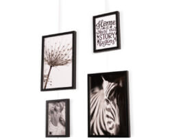 flexibele fotowand set 5 zwarte lijstjes