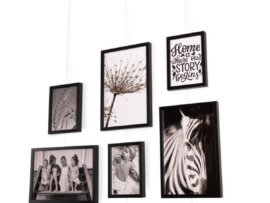flexibele fotowand set 7 zwarte lijstjes